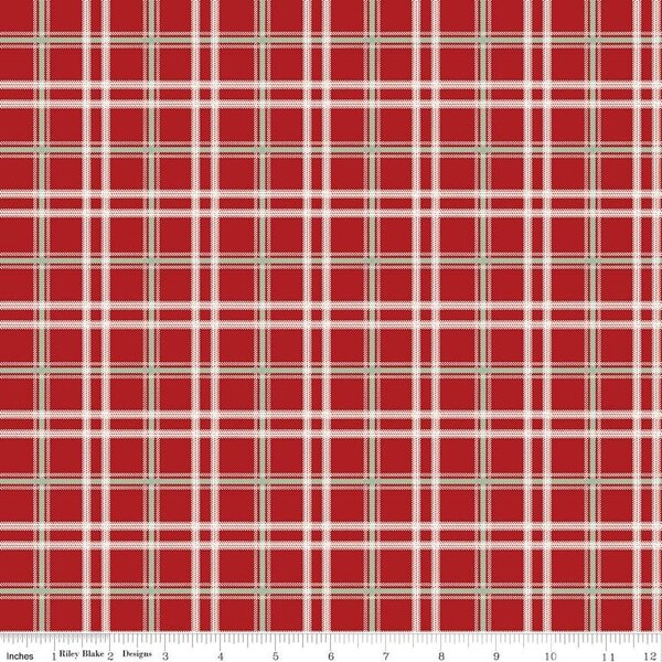 Plaid in Barn Red (c16407-barnred) | Mistletoe & Holly | Beverly McCullough | Riley Blake