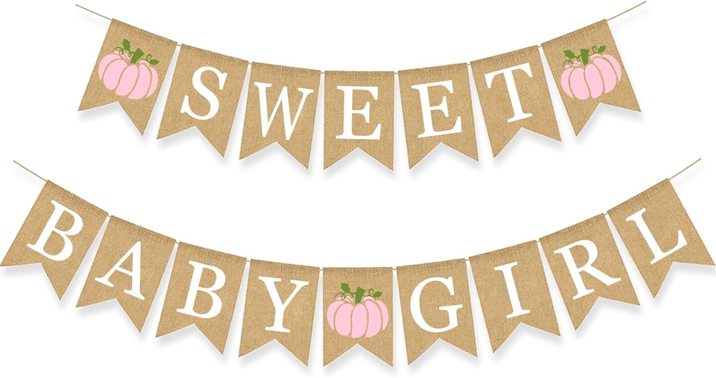 Sweet Pumpkin Baby Shower Banner Fall Theme Welcome Girl Burlap