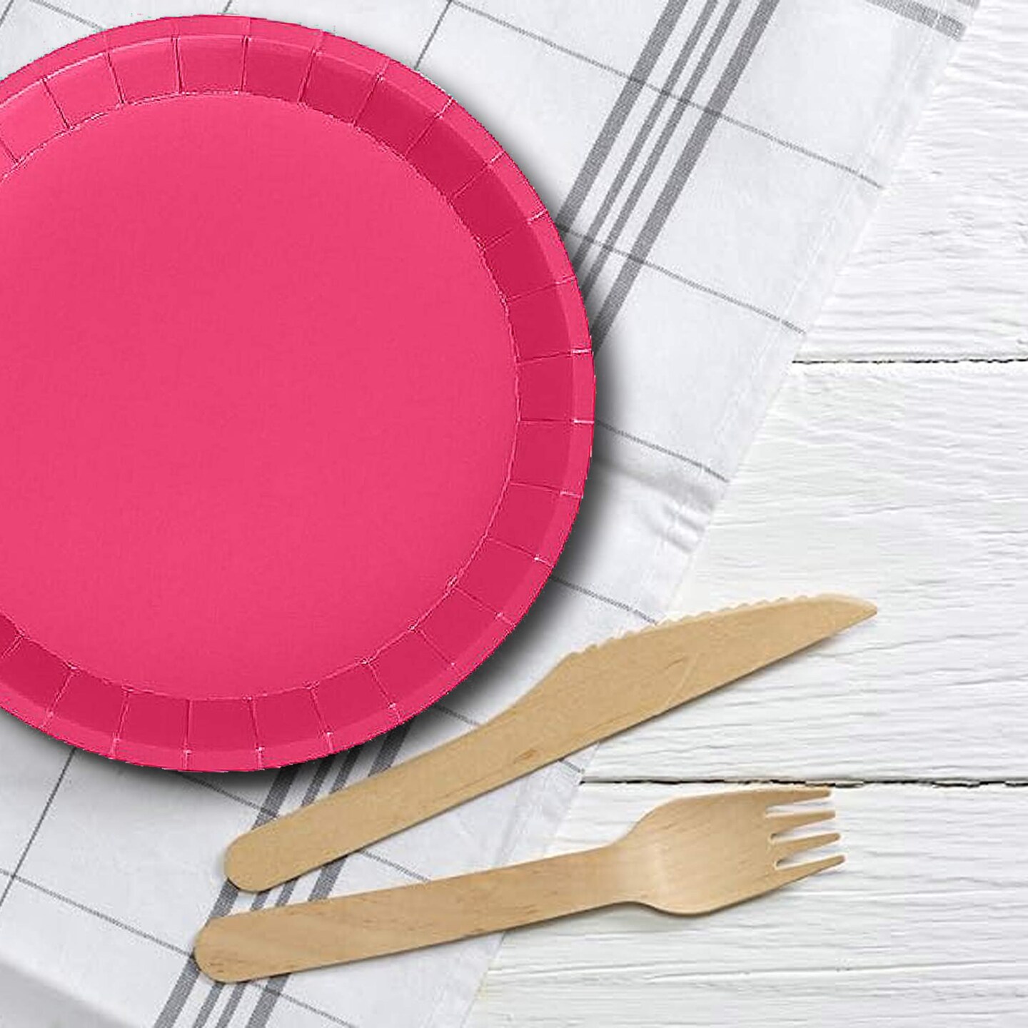 10 Count Hot Pink Small Disposable Paper Dessert Plates for Party 7.25 Inch