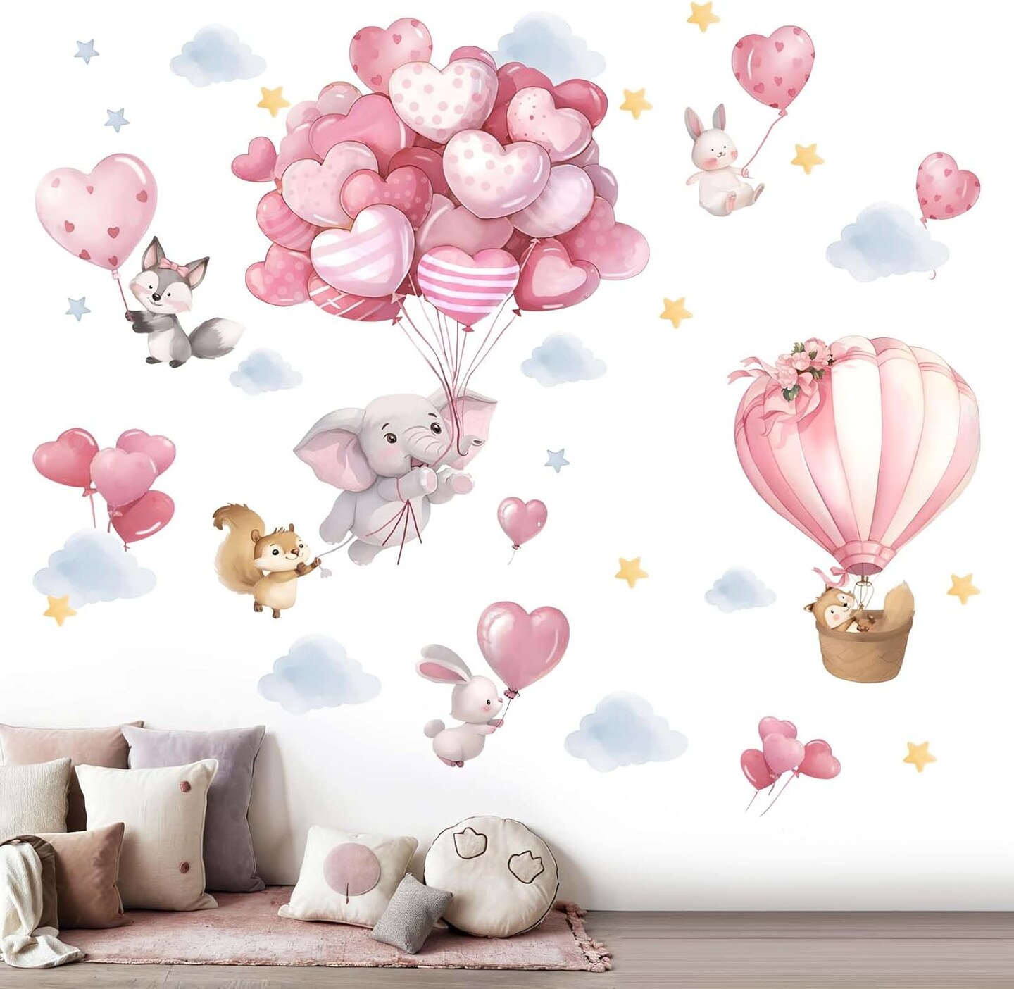 Animals Balloon Wall Stickers for Nursery
