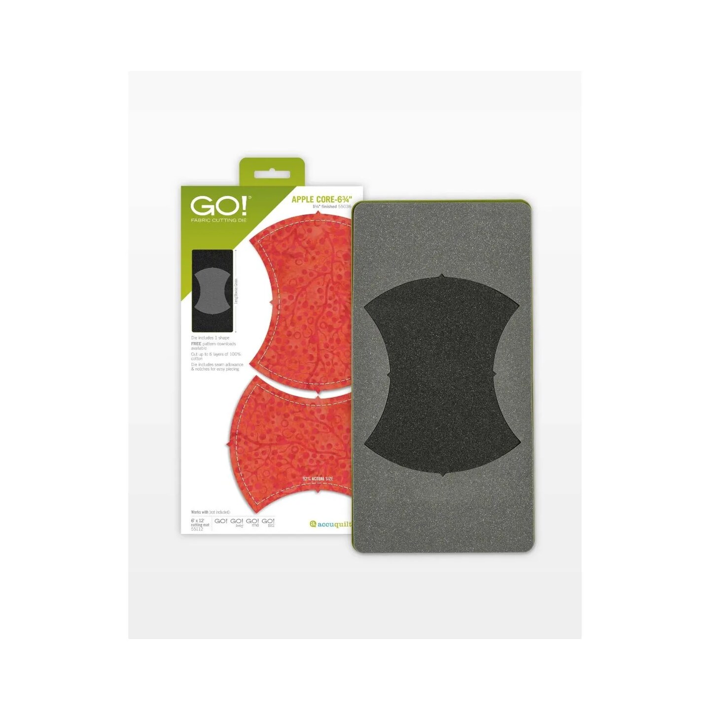AccuQuilt GO! Apple Core Die – Curved Quilt Block Die, 6 1/4" Finished, Fits GO! Fabric Cutter
