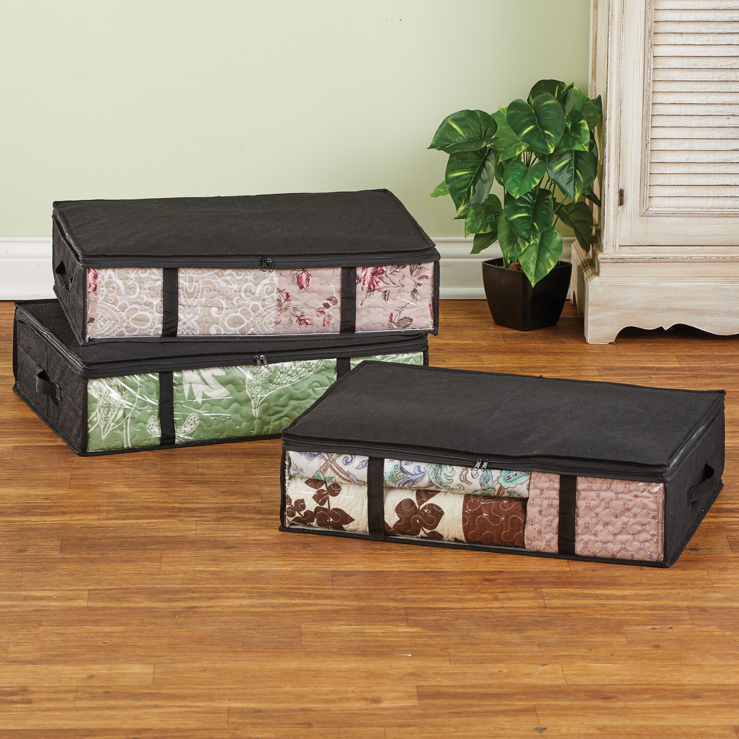 Collections Etc Zippered Storage Bag Organizers - Set of 3
