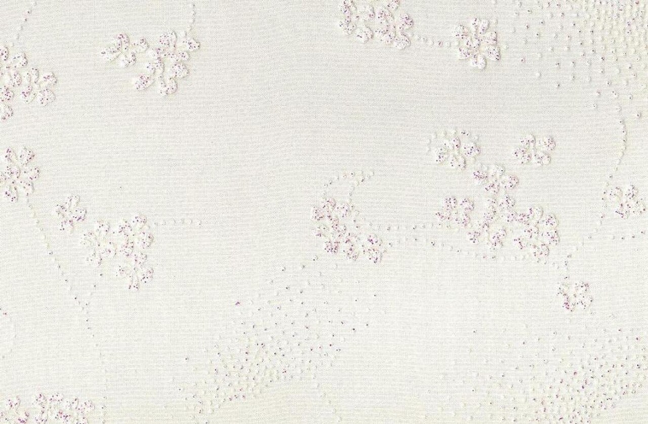 1 Yard Crystal Organza with Floral Glitter White Ground Apparel Fabric 58/60 Inches Wide