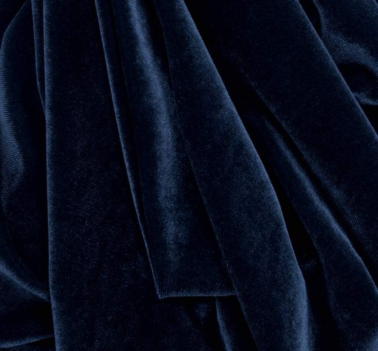 1 Yard Elegant Navy Stretch Velvet 58/60" Wide Medium Weight Fabric for Apparel & Decor