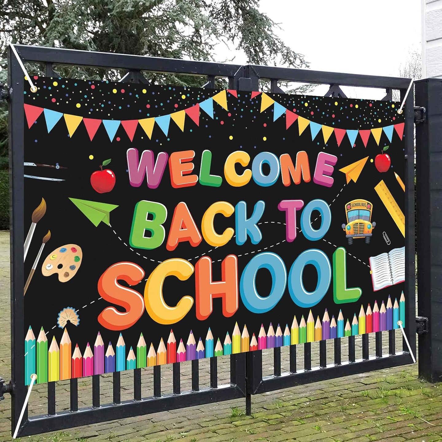 Welcome Back to School Banner (Multicolor) 72 x 44 Inch