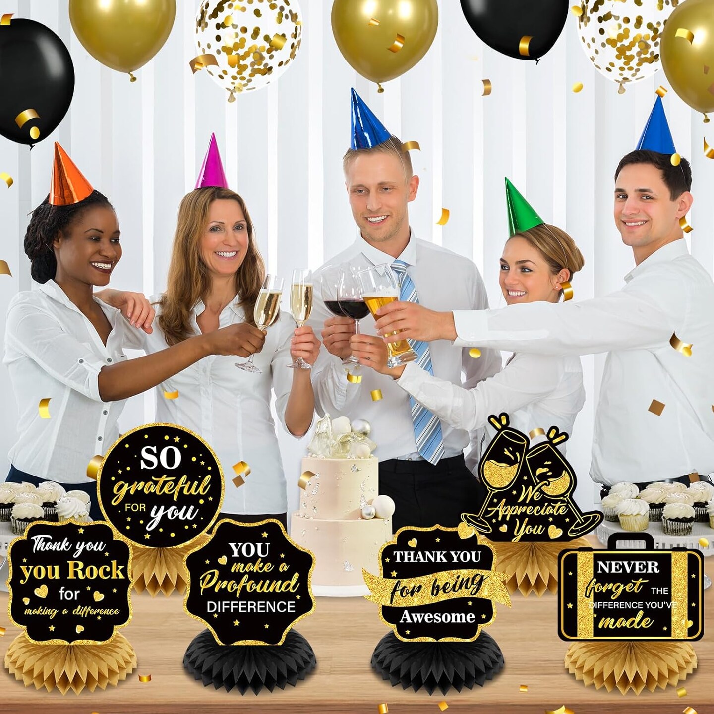 9Pcs We Appreciate You Decorations Black Gold