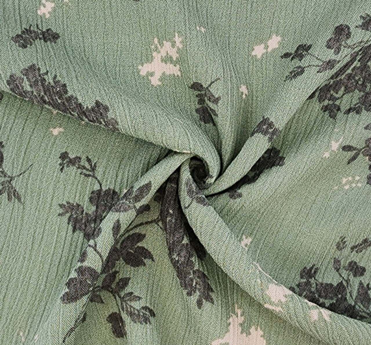 1 Yard Laurel Green 100% Rayon Crinkle Fabric 50/52&#x22; Wide Lightweight Textured Apparel