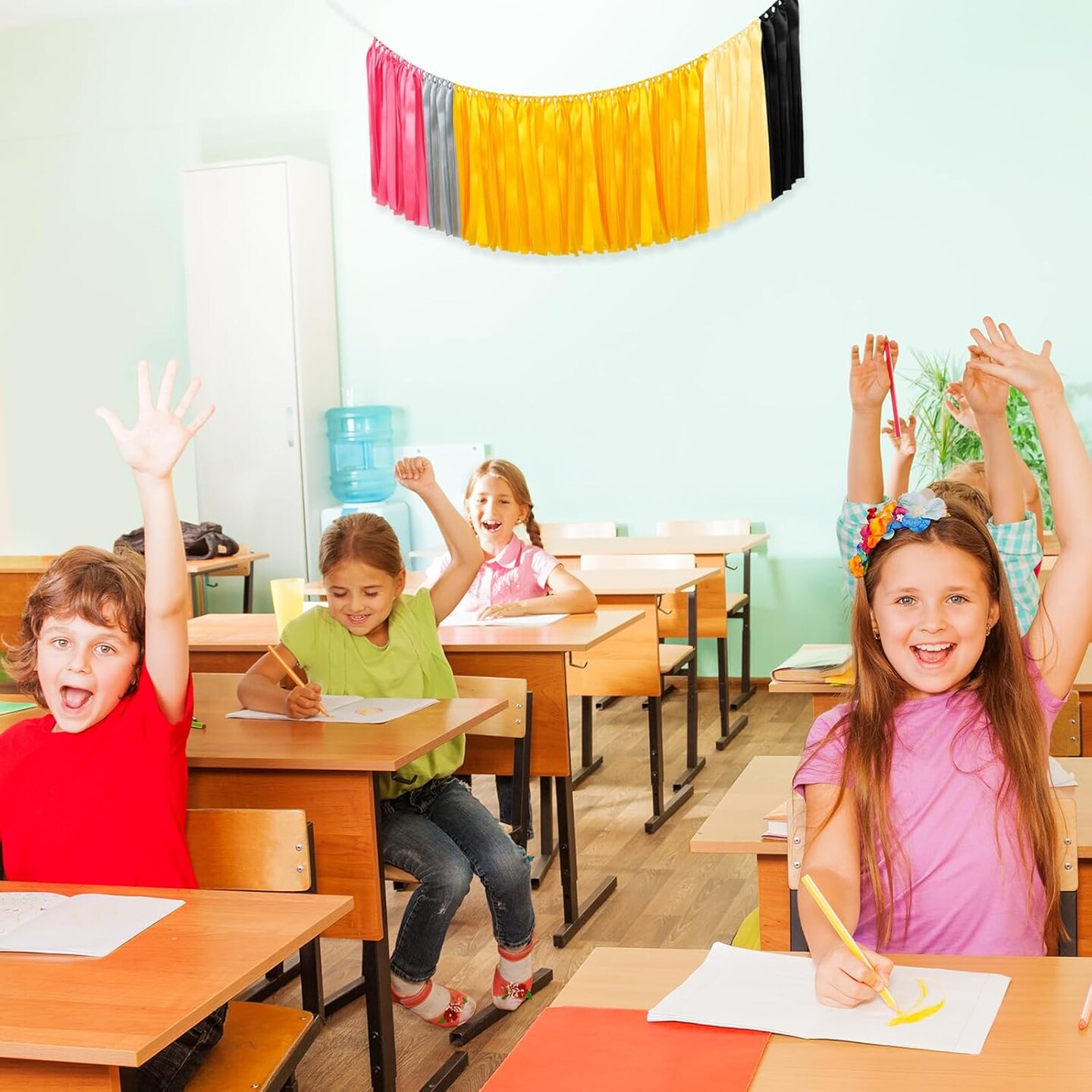 Back to School Decorations Pencil Ribbon Garland Yellow Pencil Hanging Tassel Garland 40 Inches