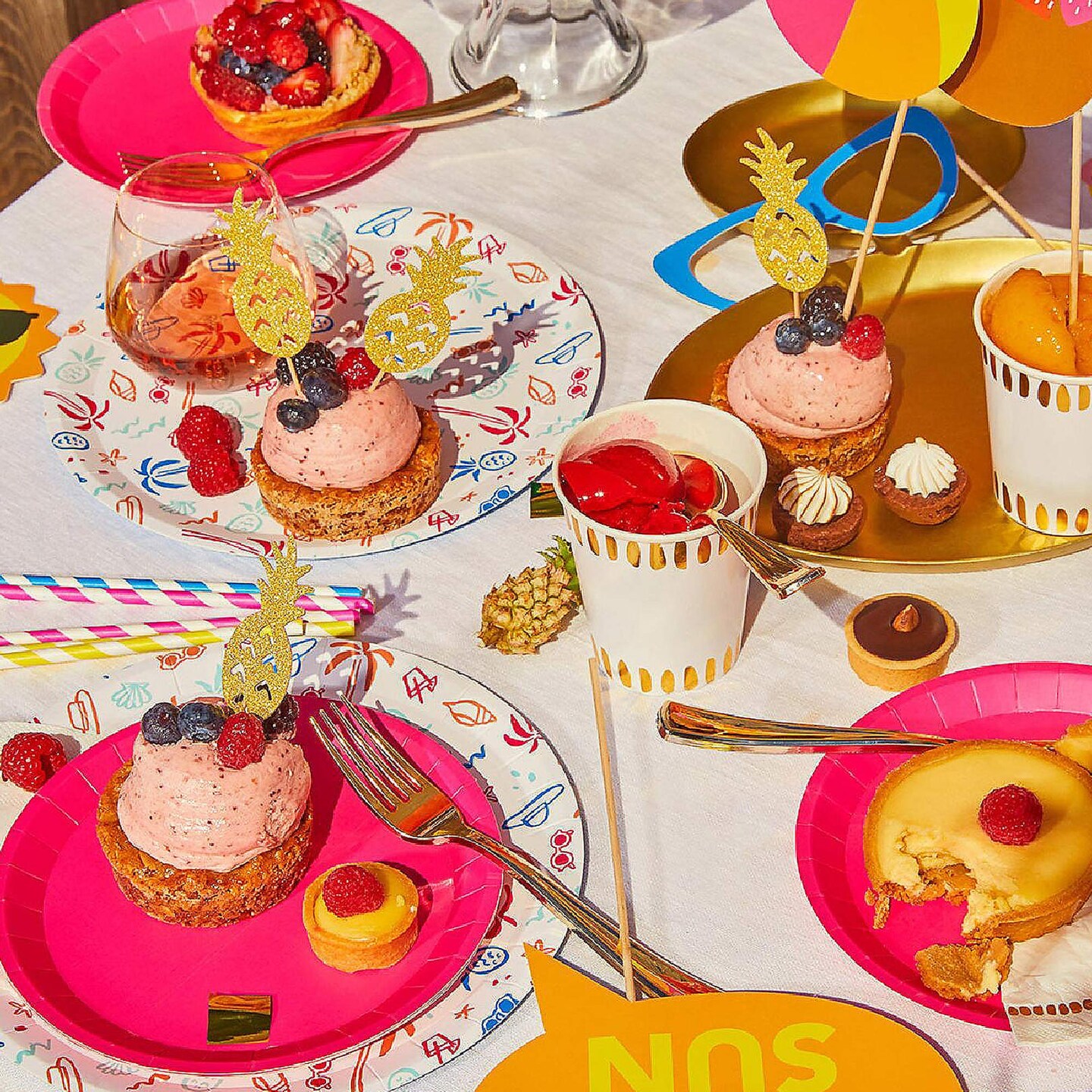 10 Count Hot Pink Small Disposable Paper Dessert Plates for Party 7.25 Inch
