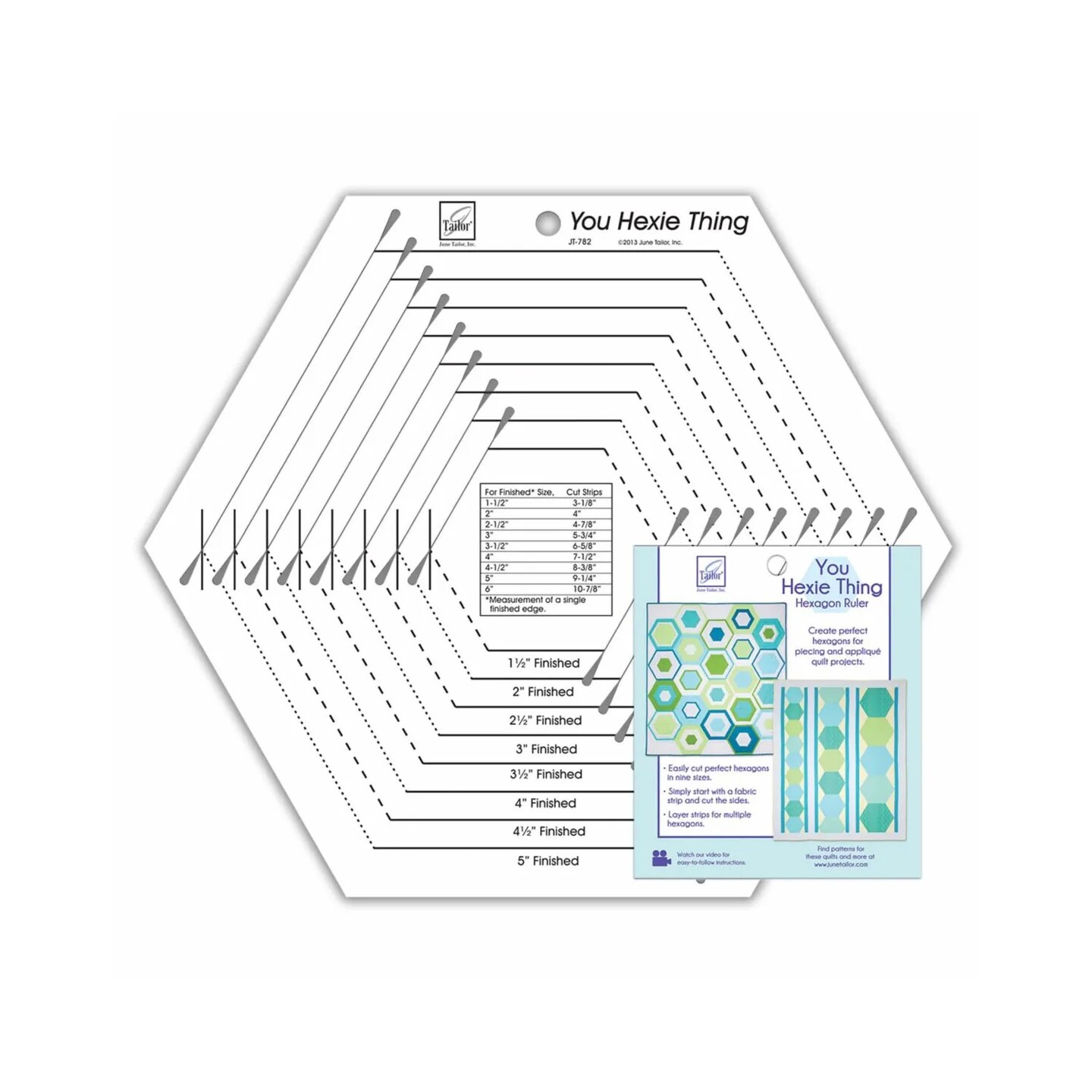 You Hexie Thing Hexagon Ruler – Quilting Template for 1.5"–6" Hexagons, Rotary Cutting Ruler for Piecing & Appliqué