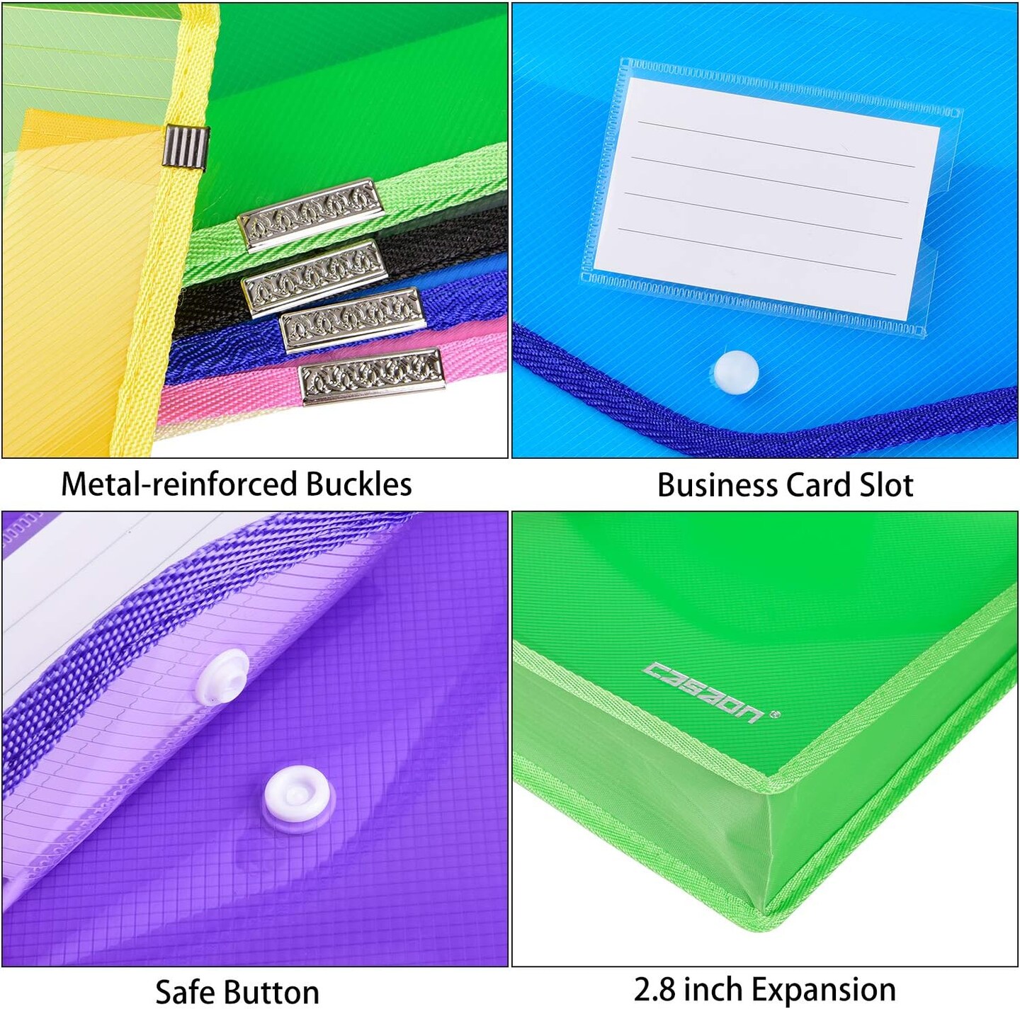 7 Pack B4 Plastic File Folders (Purple, Pink, Yellow, Green, White, Blue, Black)