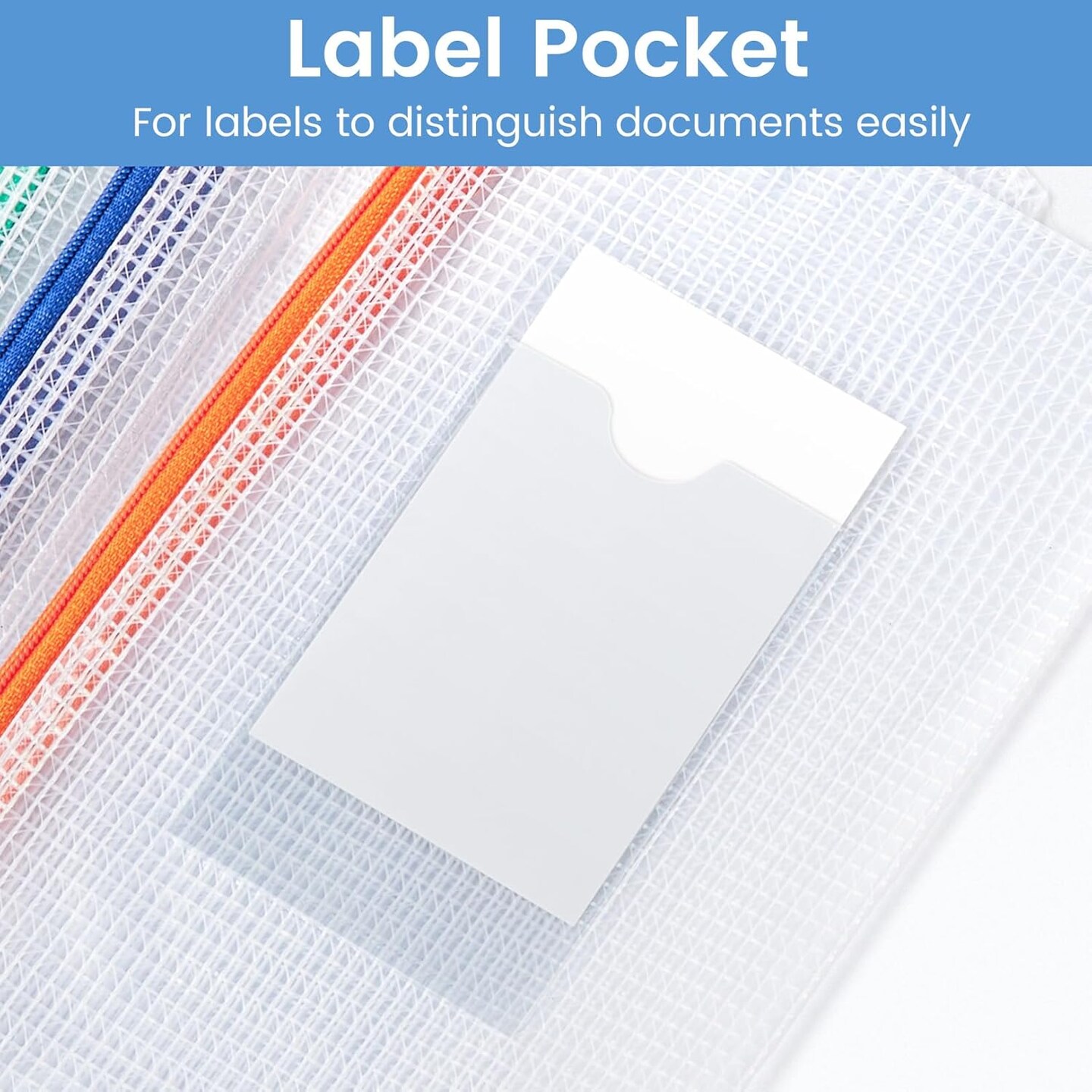 24 Pack Mesh Zipper Pouch Bags with Label Pocket (Multicolor) 9.1×4.7 Inches