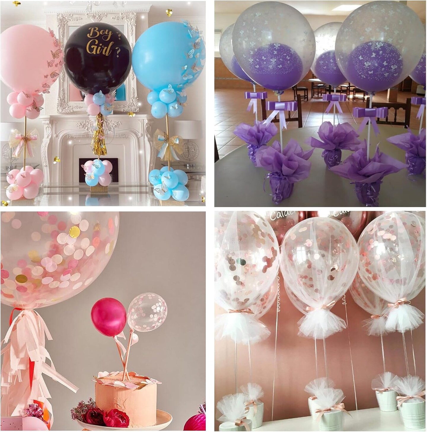 10 Sets Balloon Stick Stand with Base (15.7 inch White)