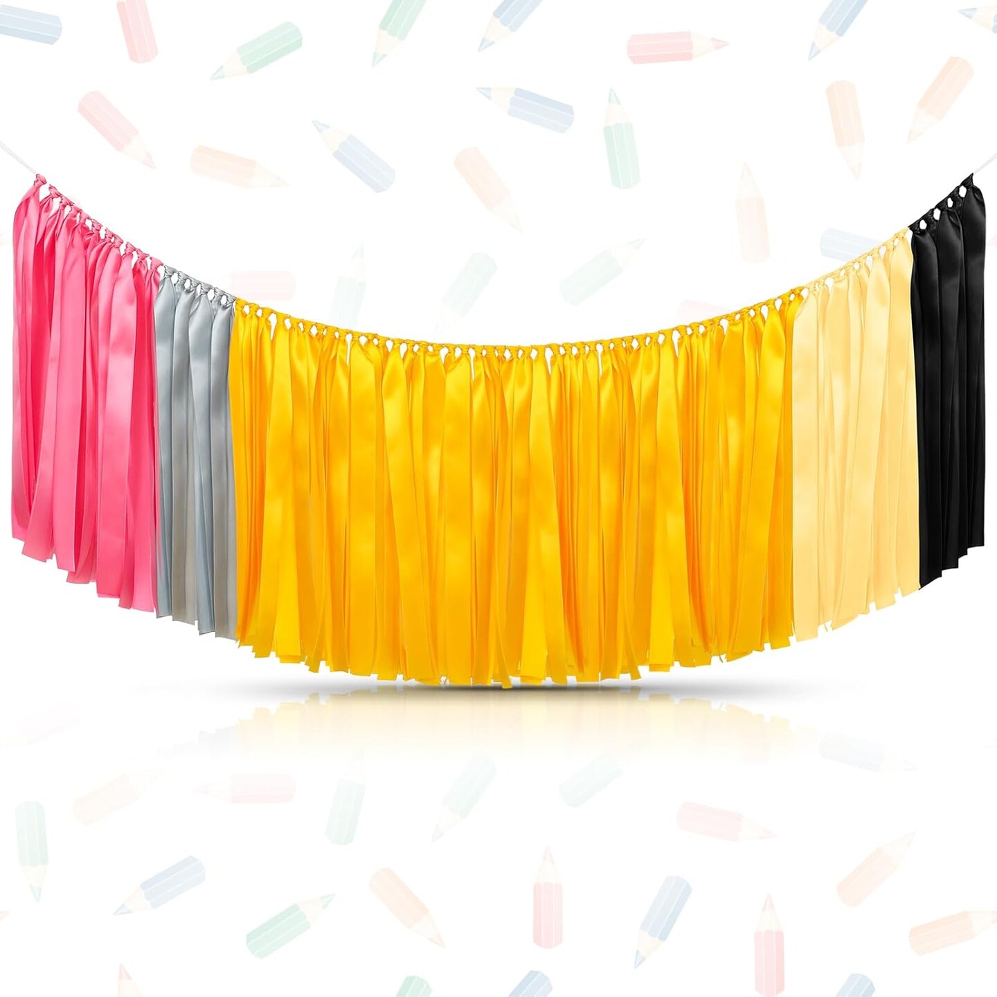 Back to School Decorations Pencil Ribbon Garland Yellow Pencil Hanging Tassel Garland 40 Inches