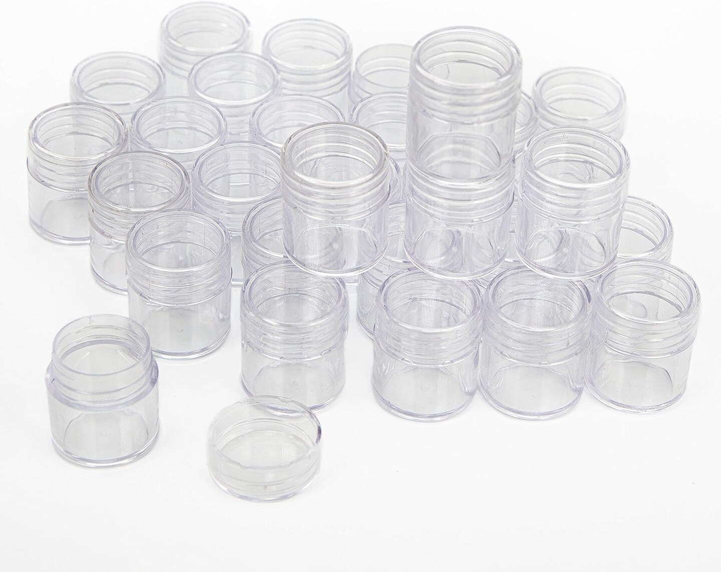 The Beadsmith Personality Case - Clear Storage Organizer Box, 6.4 x 5.4 x 1.25 inches - Includes 30 Small Containers with lids &#x2013; 1 x 1.1 inches, Bead Holder