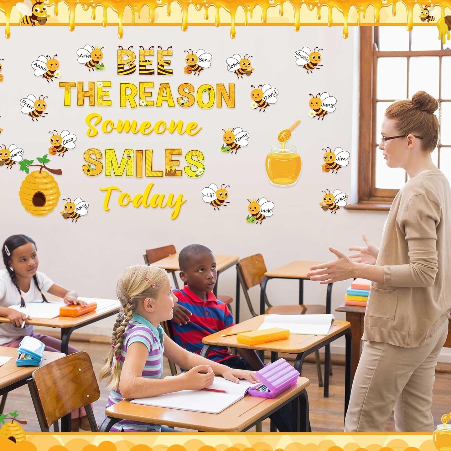 3D Sunflower Bulletin Board Decorations Bee Classroom Door Decor