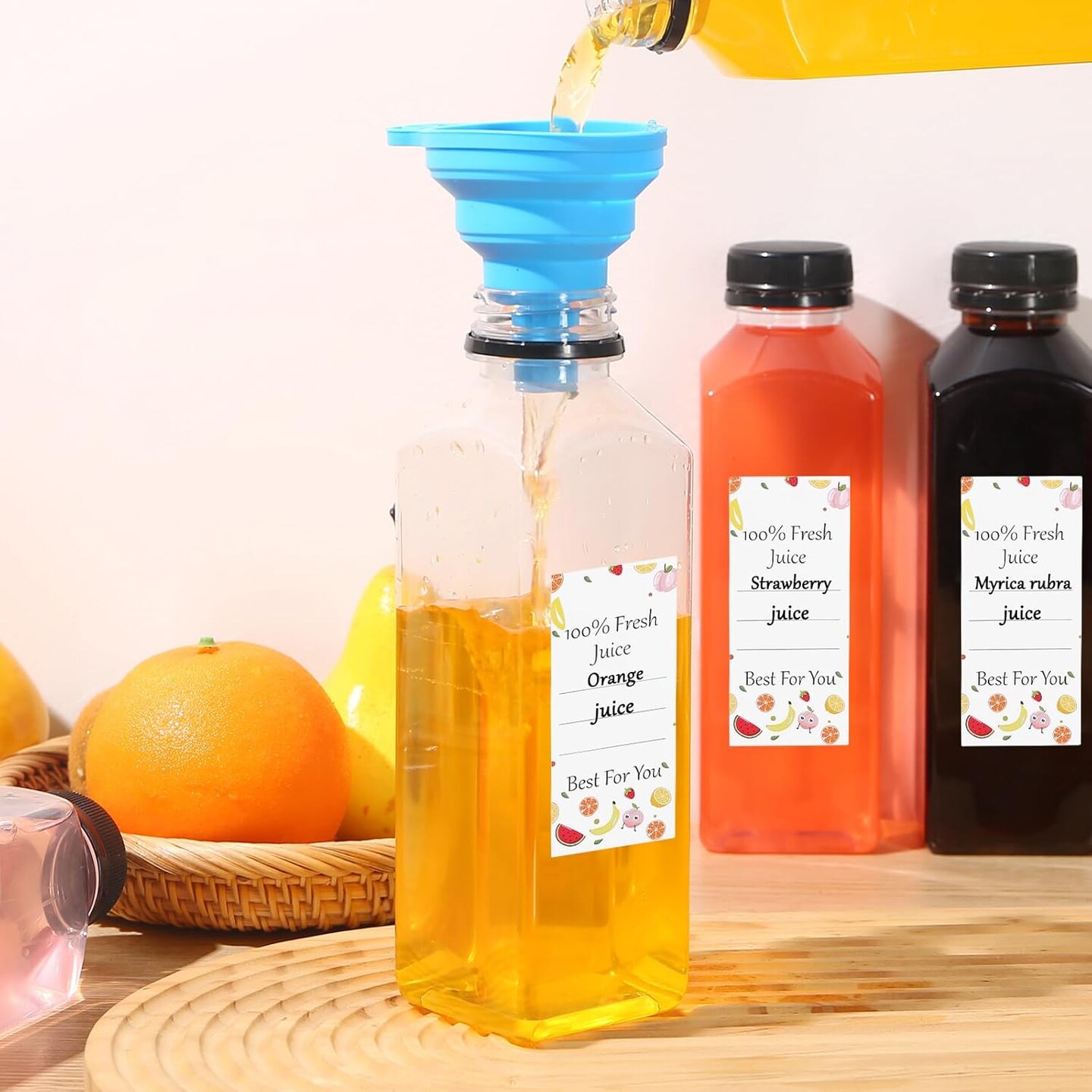 40Pcs 16 oz Empty Plastic Juice Bottles with Caps