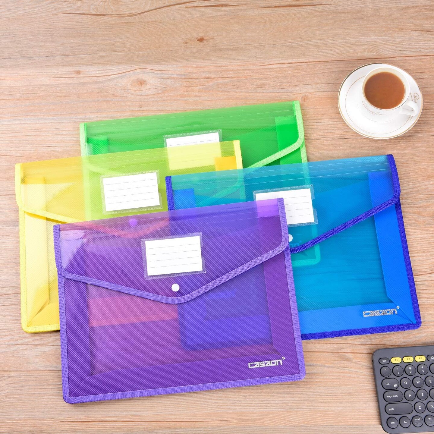 7 Pack B4 Plastic File Folders (Purple, Pink, Yellow, Green, White, Blue, Black)