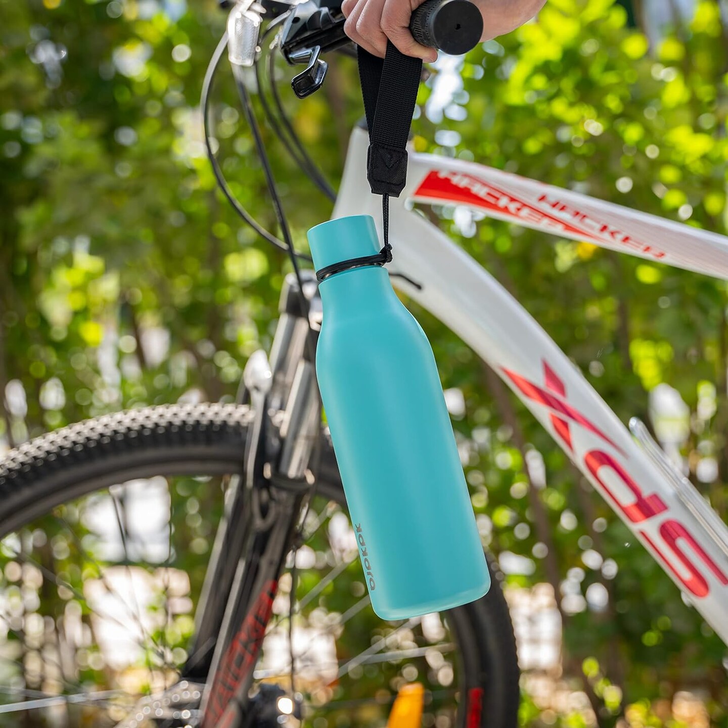 Stainless Steel Metal Water Bottle with Strap - Turquoise