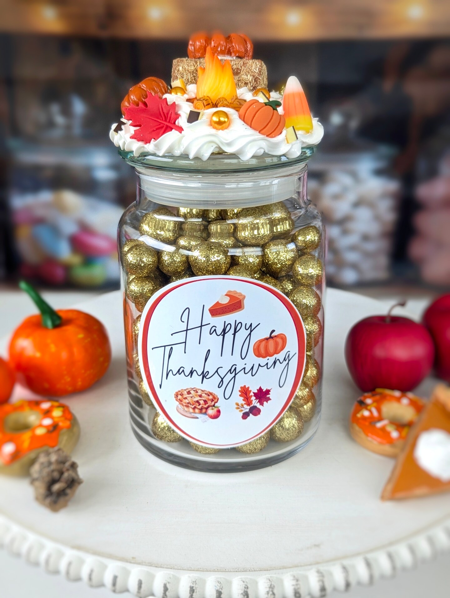 Thanksgiving Candy Jar with Airtight Lid, Fall Wedding Dessert Table ...