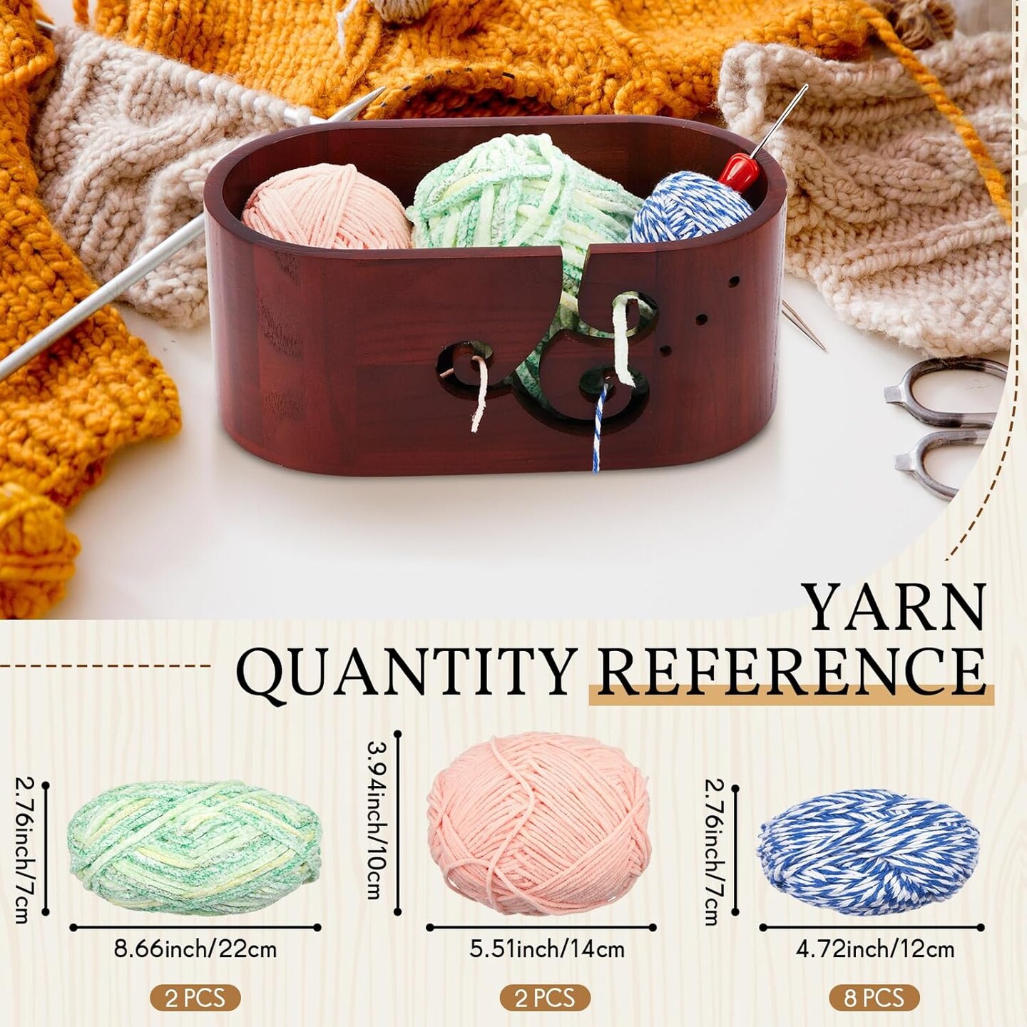 Oversized Crochet Yarn Bowl (Reddish Brown) 5.47 x 10.79 x 4.72 Inch