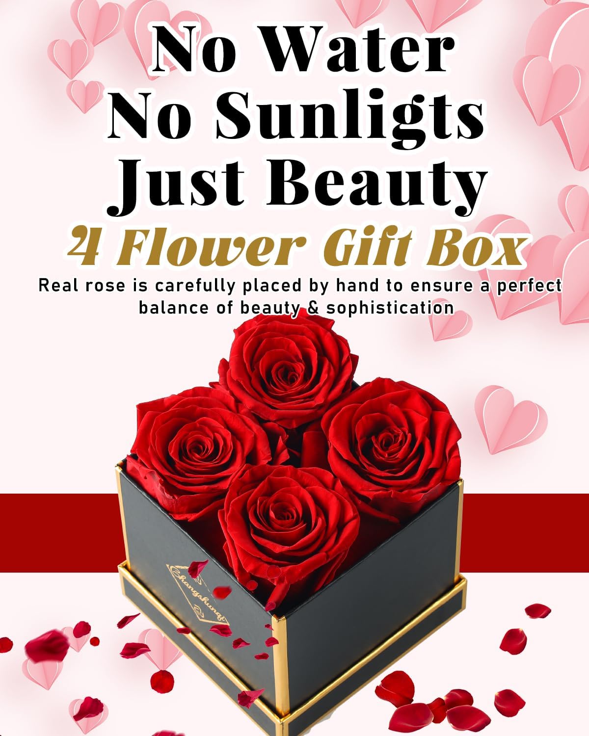Forever Flowers, Preserved Roses in a Box Gifts for Her (Rose Red)