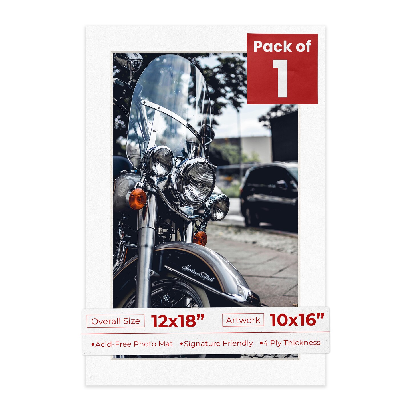 White with Black Core Mat Board for 12x18 Frames - Fits 10x16 Photos