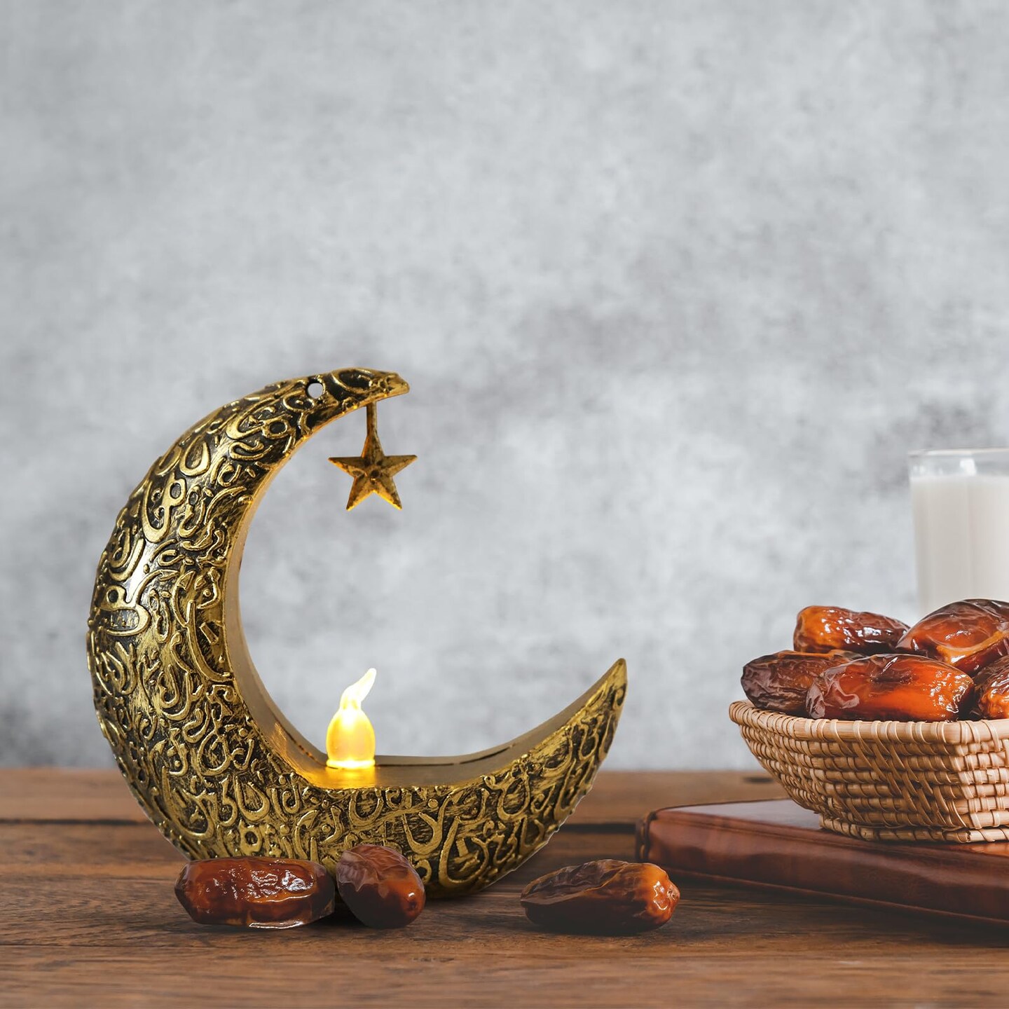 2PCS Mini Ramadan Moon Light for Ramadan Decorations, Black Mini Moon Star Light Eid Lamp for Ramadan Table Decoration Ramadan Gift Home Decor, Eid Ramadan Candle Lights Nightstand Decor