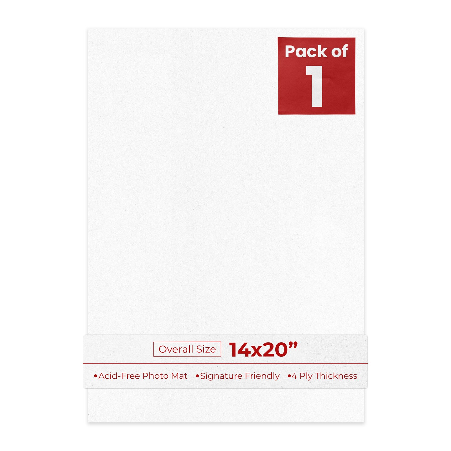 White with Black Core 14x20 Uncut Mat Board - Blank Sheets, No Opening