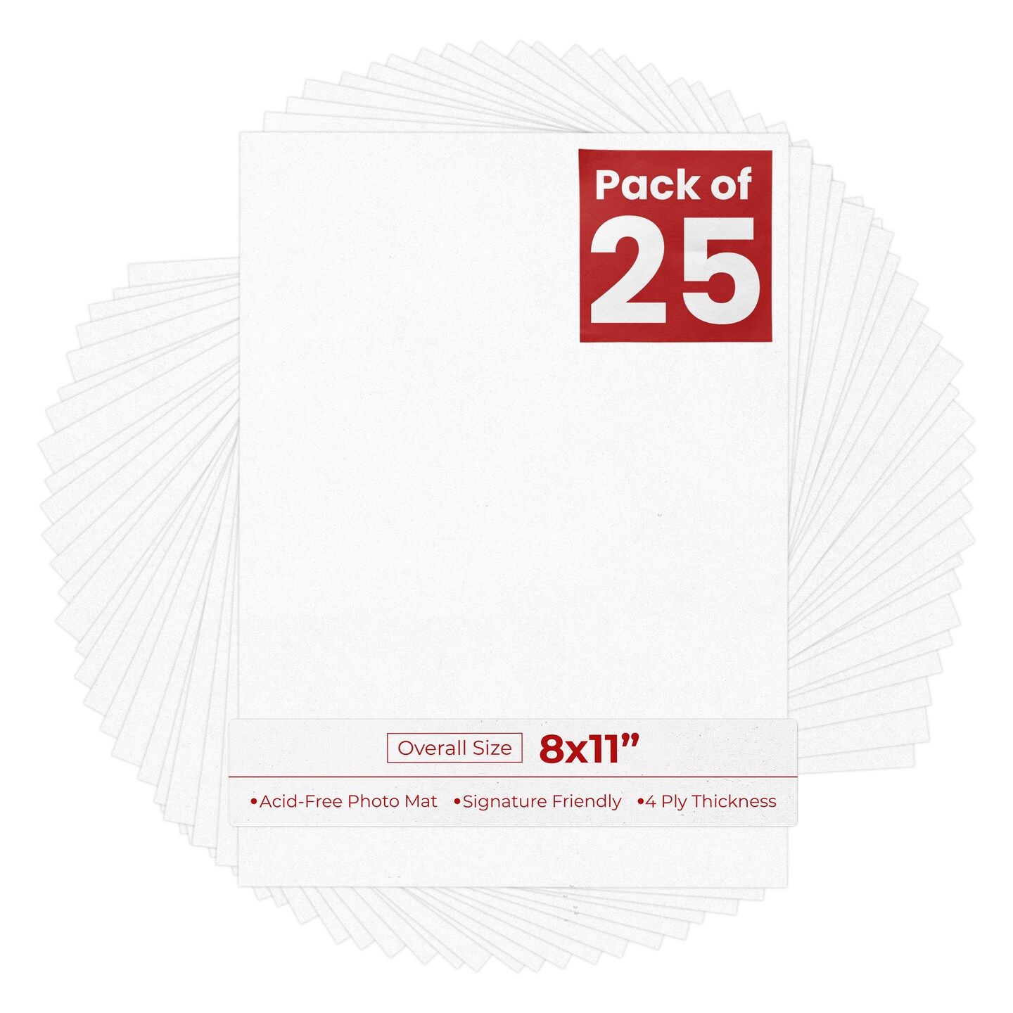 White with Black Core 8x11 Uncut Mat Board - Blank Sheets, No Opening ...