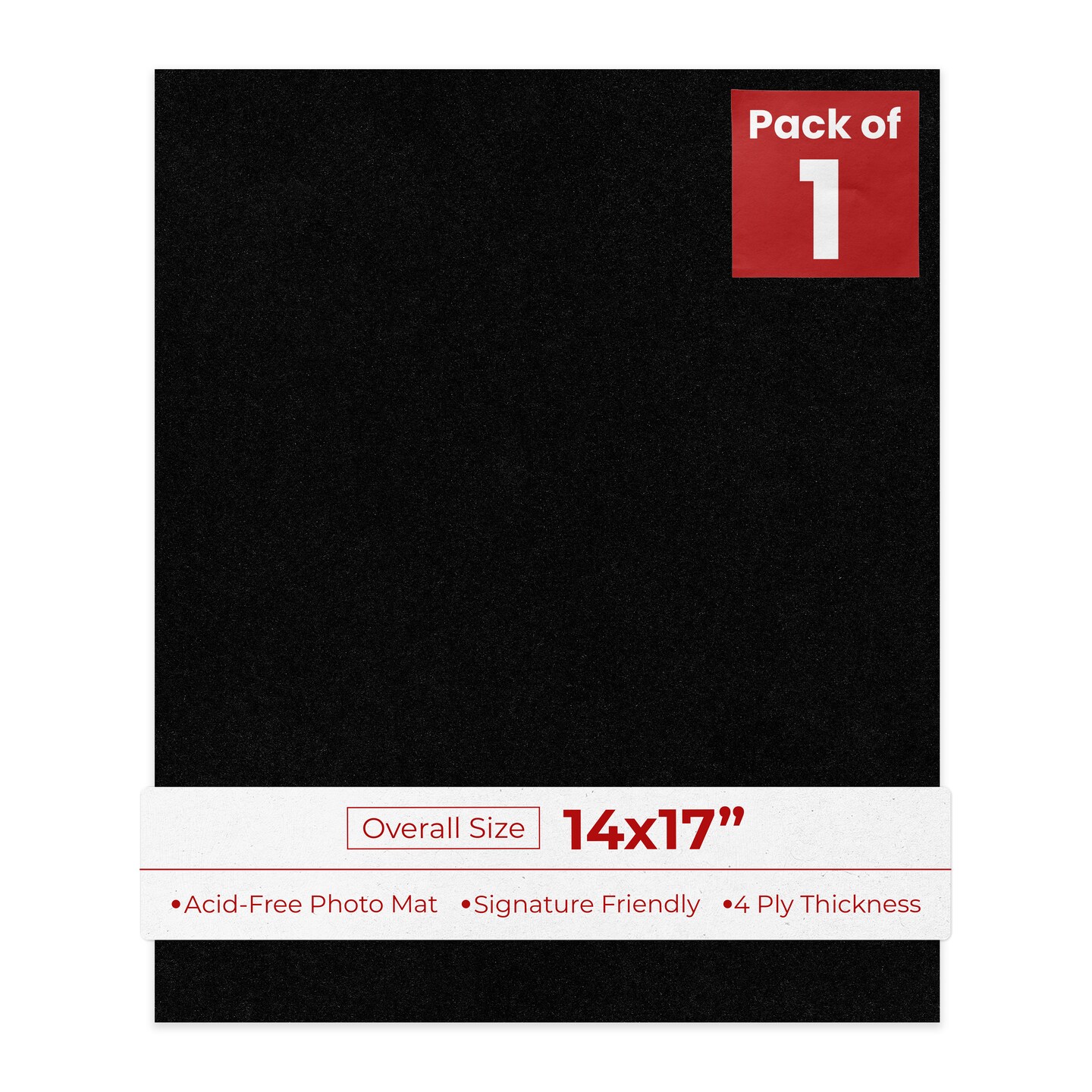 Black with Black Core 14x17 Uncut Mat Board - Blank Sheets, No Opening