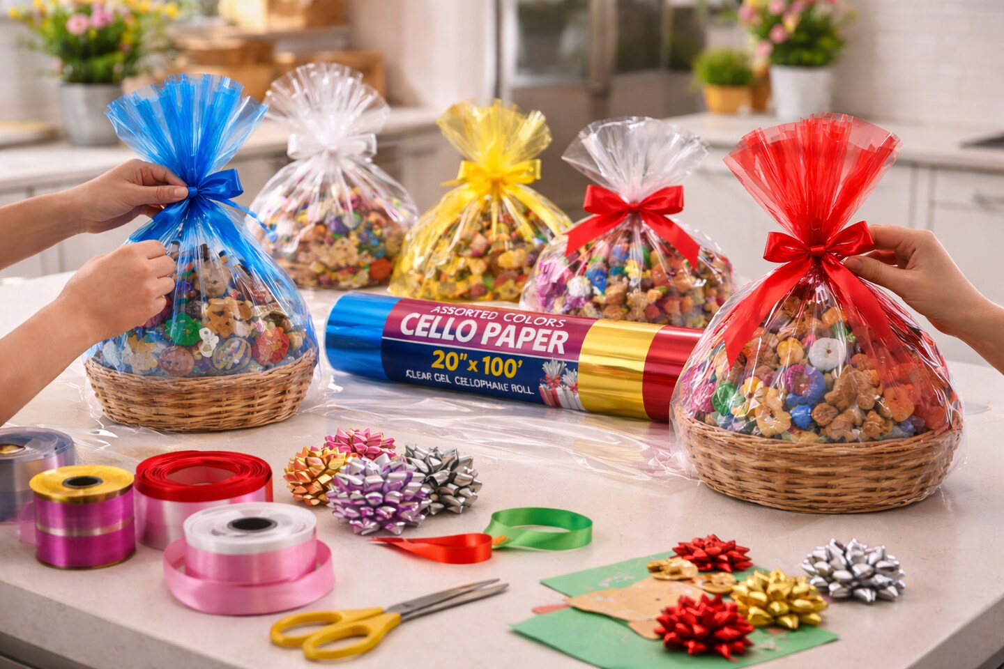 Clear Cello Paper Roll 20" x 100' | Cellophane Gift Wrap for Crafts, Baskets & Classroom Projects