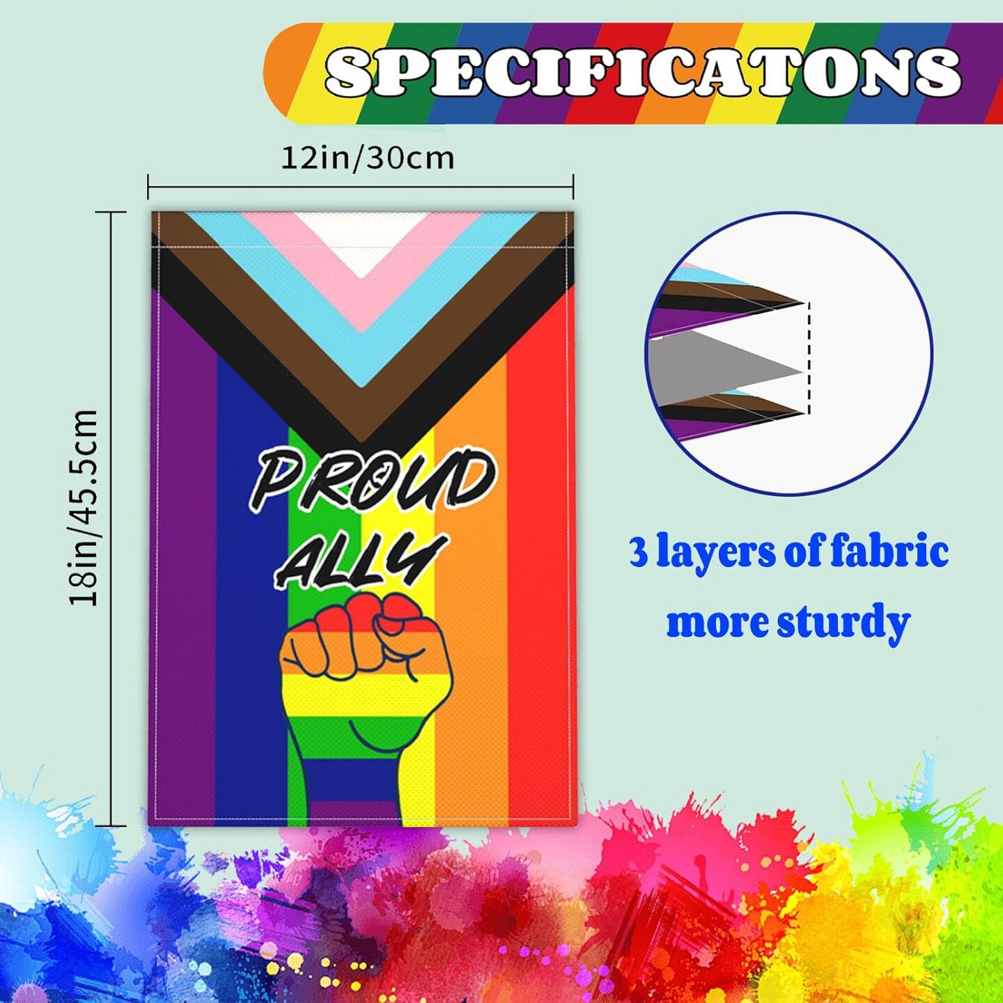 Pride Proud Ally Garden Flag Decor 12x18 Inch Double Sided