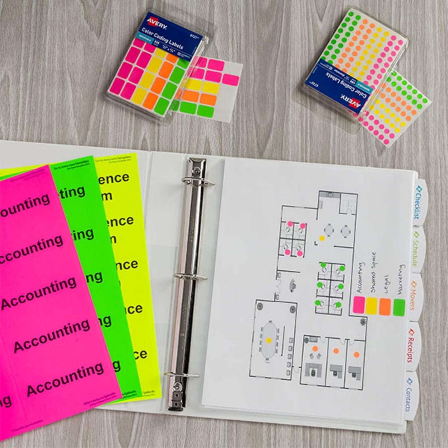 Removable Color Coding Labels, Rectangular, Assorted Colors, Pack of 525