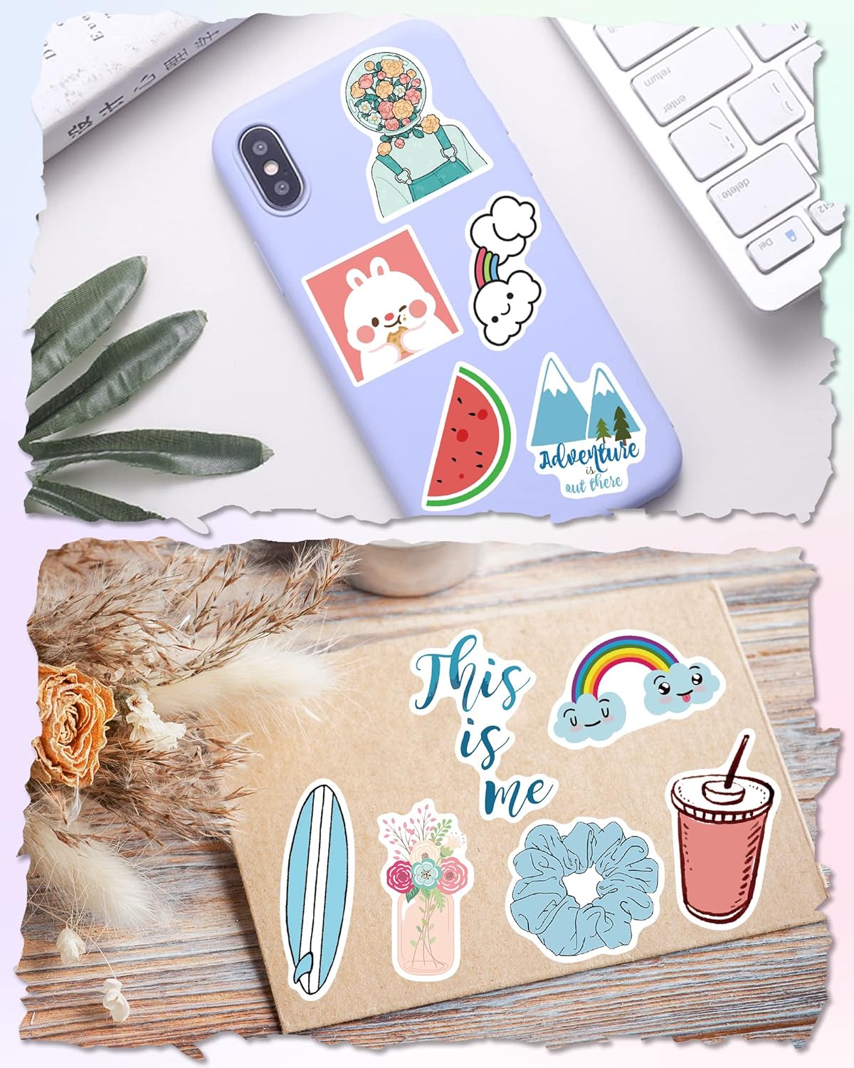 Sticker for Water Bottles, 300 Pcs/Pack Cute Vinyl Waterproof Vsco Laptop Stickers
