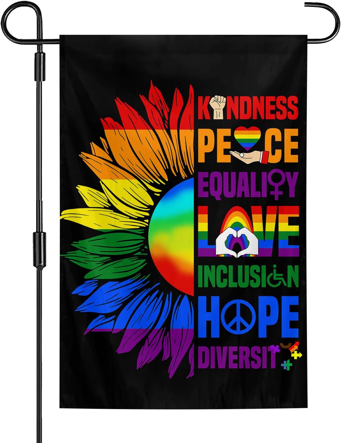 Sunflower Pride Flag 12x18 Inch Double Sided Rainbow Flag