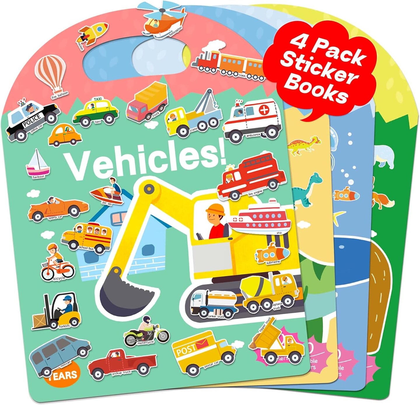4 Sets Sticker Books for Toddlers 2-4 Years, 122 Pcs Puffy Stickers for Kids
