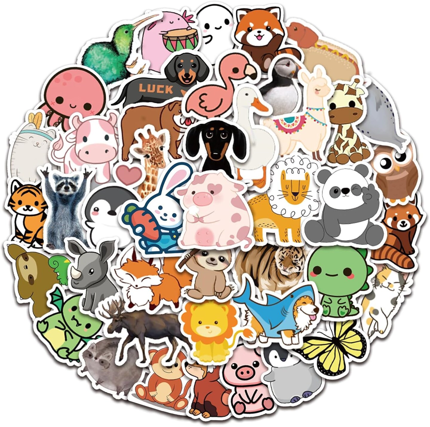 200 PCS Cute Animal Stickers,Colorful Animal Waterproof Stickers,Vinyl Cute Aesthetic Sticker