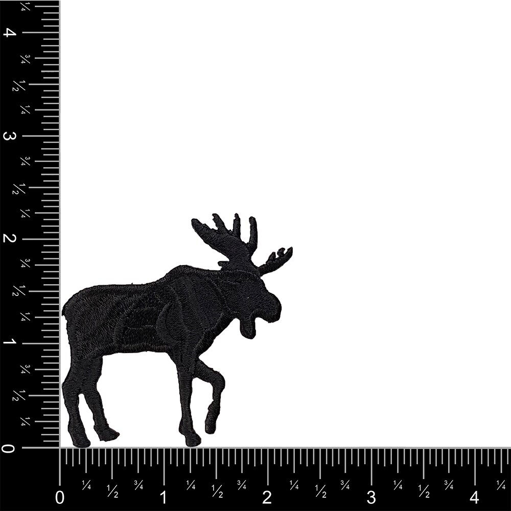 Black Moose Silhouette, Facing right, Animals, Embroidered, Iron on Patch