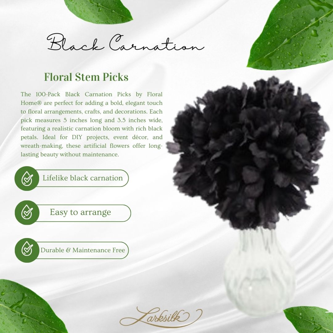 100-Pack: Black Carnation Picks, 5&#x22; Long, 3.5&#x22; Wide by Floral Home&#xAE;, Floral Home by Artificial Flowers