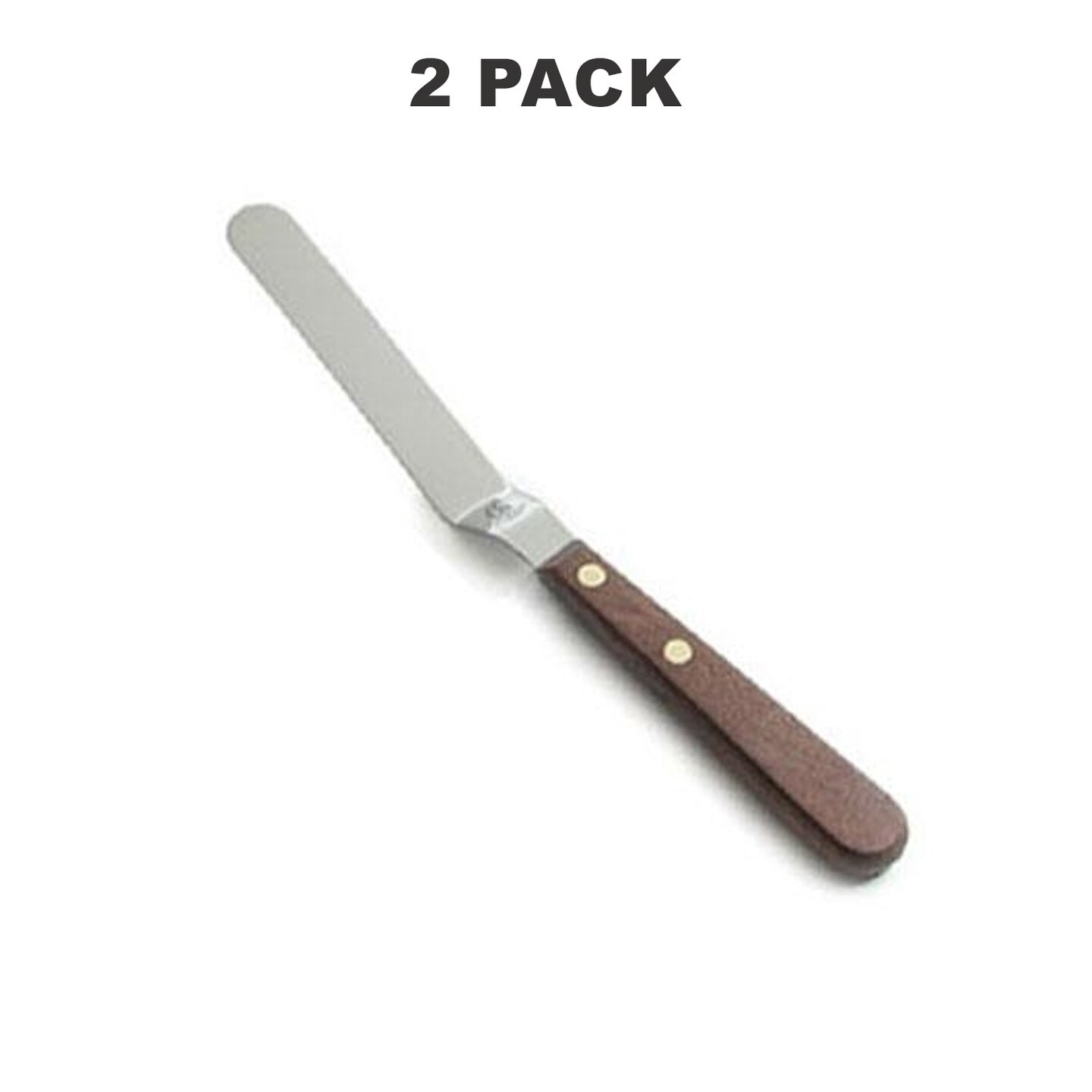 8&#x22; Angled Off-Set Steel Spatula with Wooden Handle