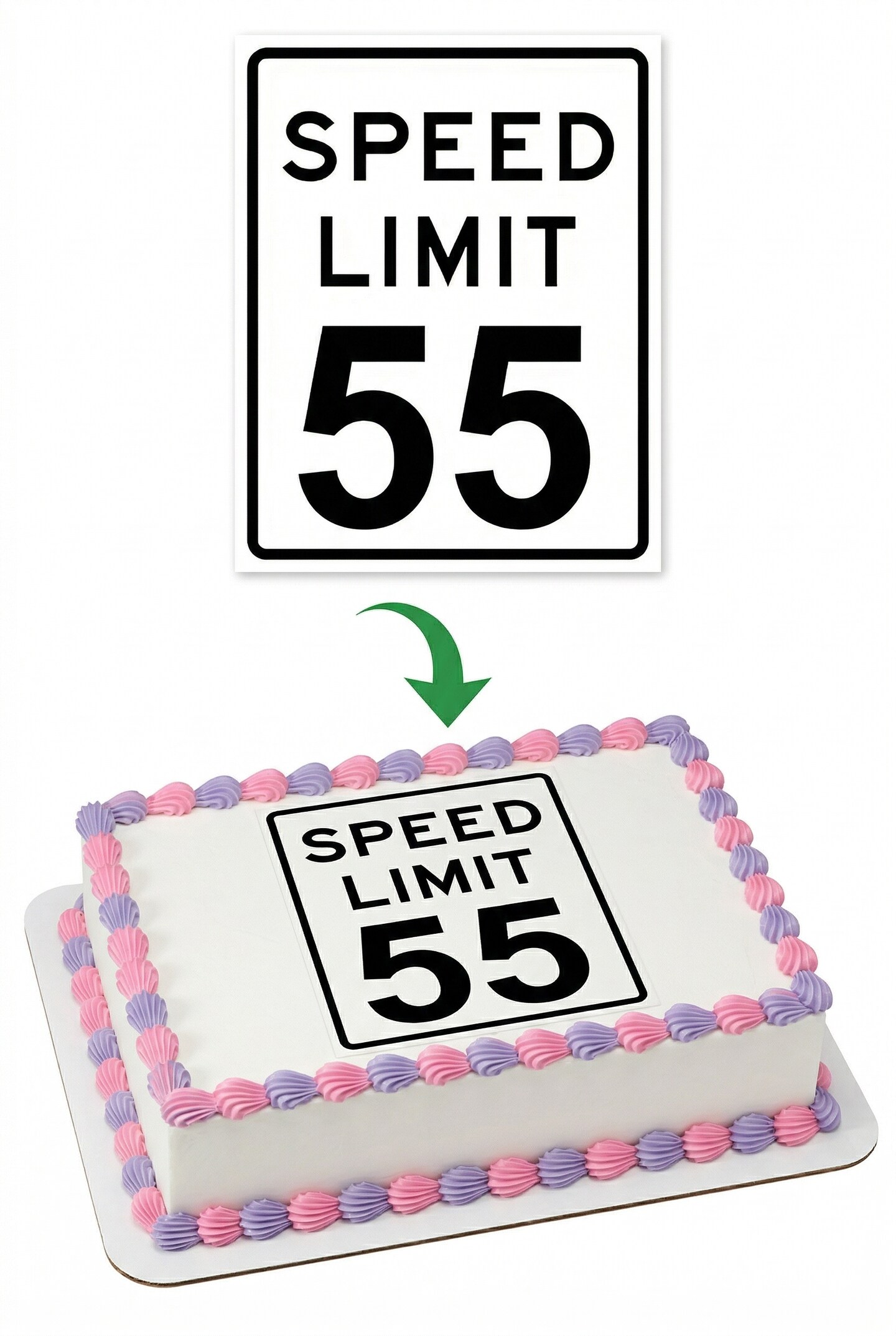 Speed Limit 55 Road Sign 55th Birthday Edible Cake Topper Image ...