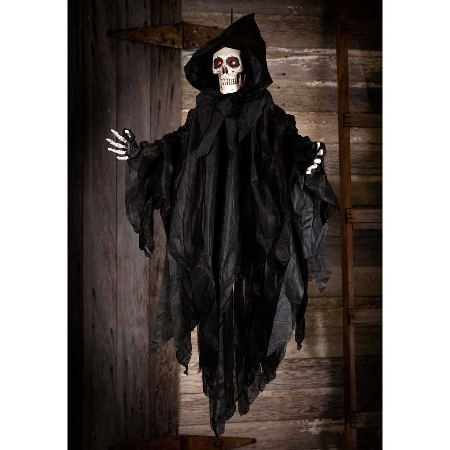 Terrifying Black Hanging Reaper with Tattered Robes