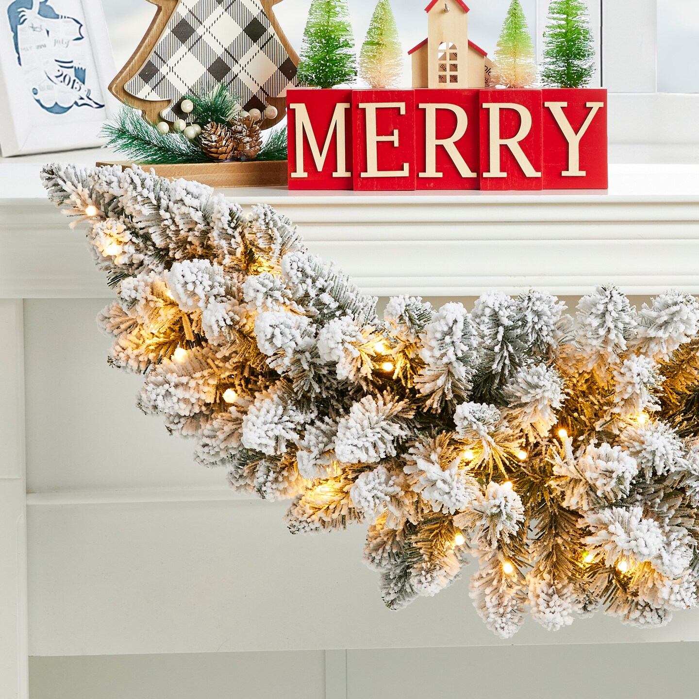 3ft Pre-Lit Christmas Swag, with 50 Warm White LED Lights, Three Function