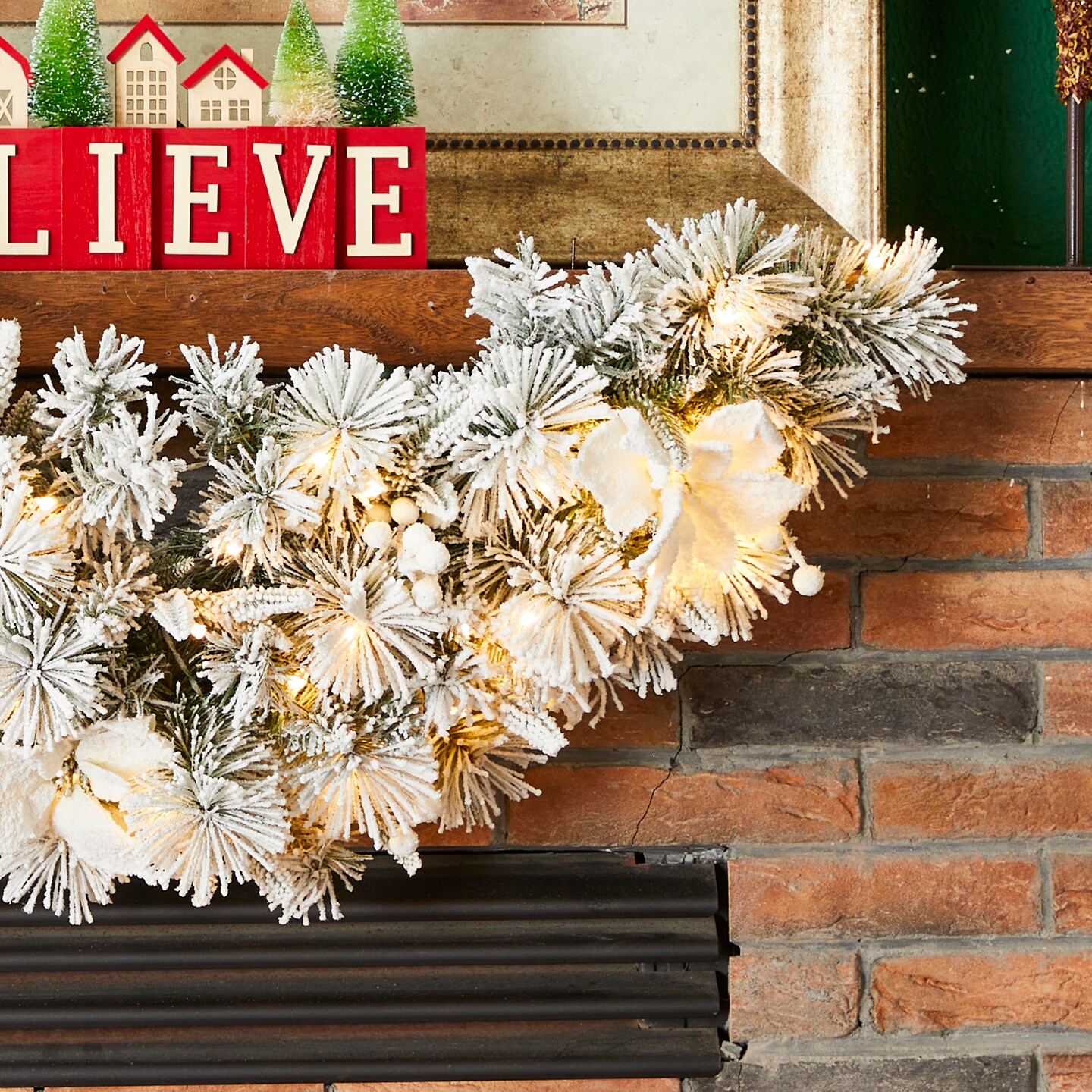 Set of 2 Pre-Lit Christmas Swag, with 50 Warm White LED Lights, Three Function