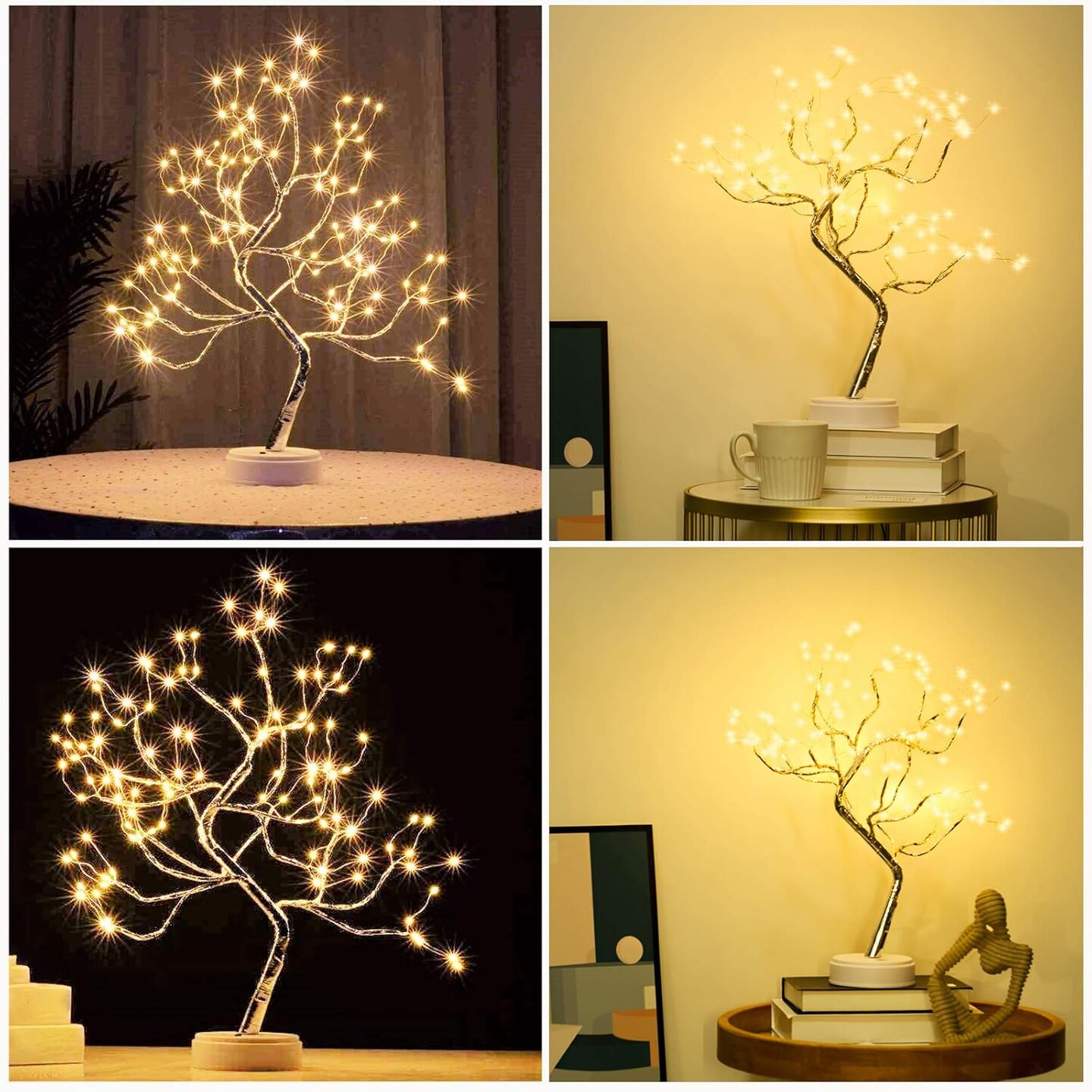 108 LED Sparkly Fairy Tree Lamp, Warm White, Remote Control, USB/Battery, 8 Modes, DIY Bonsai Decor, Festival Decoration Light