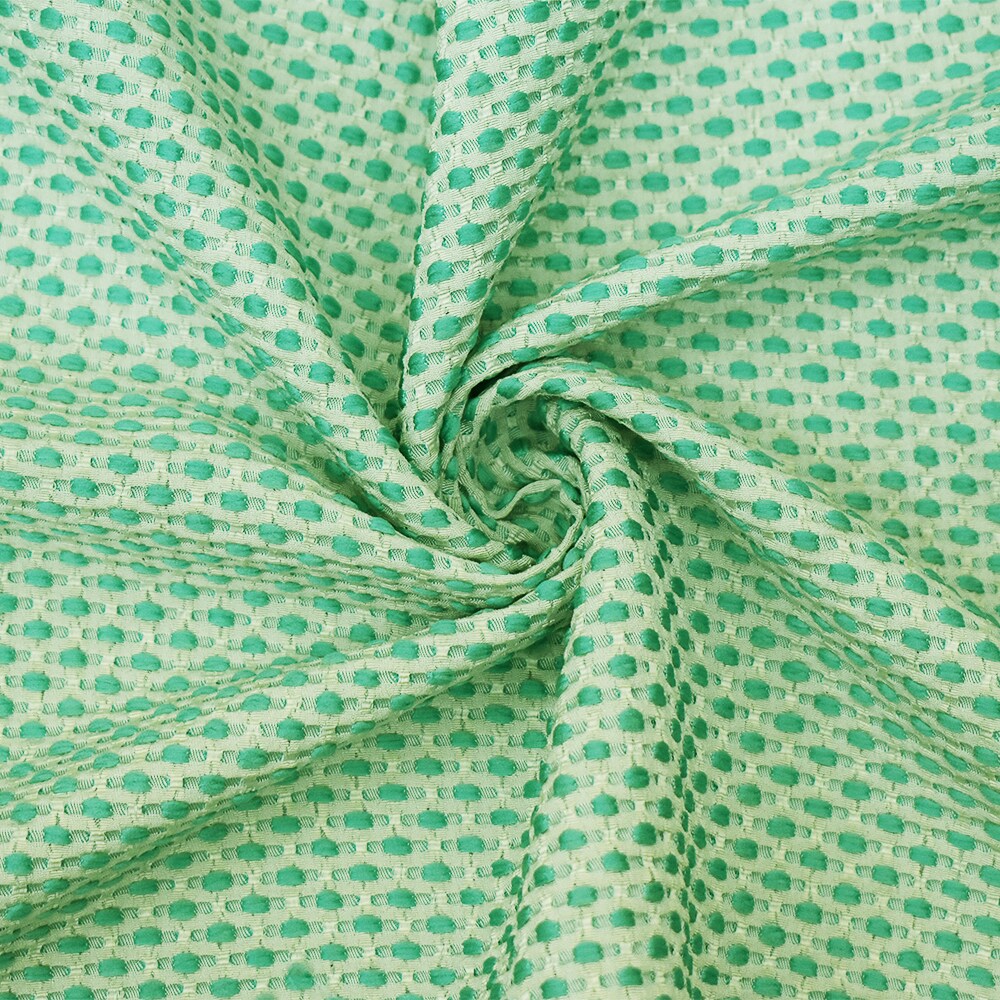 Teal-White Poly-Lycra Texture Dobby Jacquard Woven Fabric By the Yard
