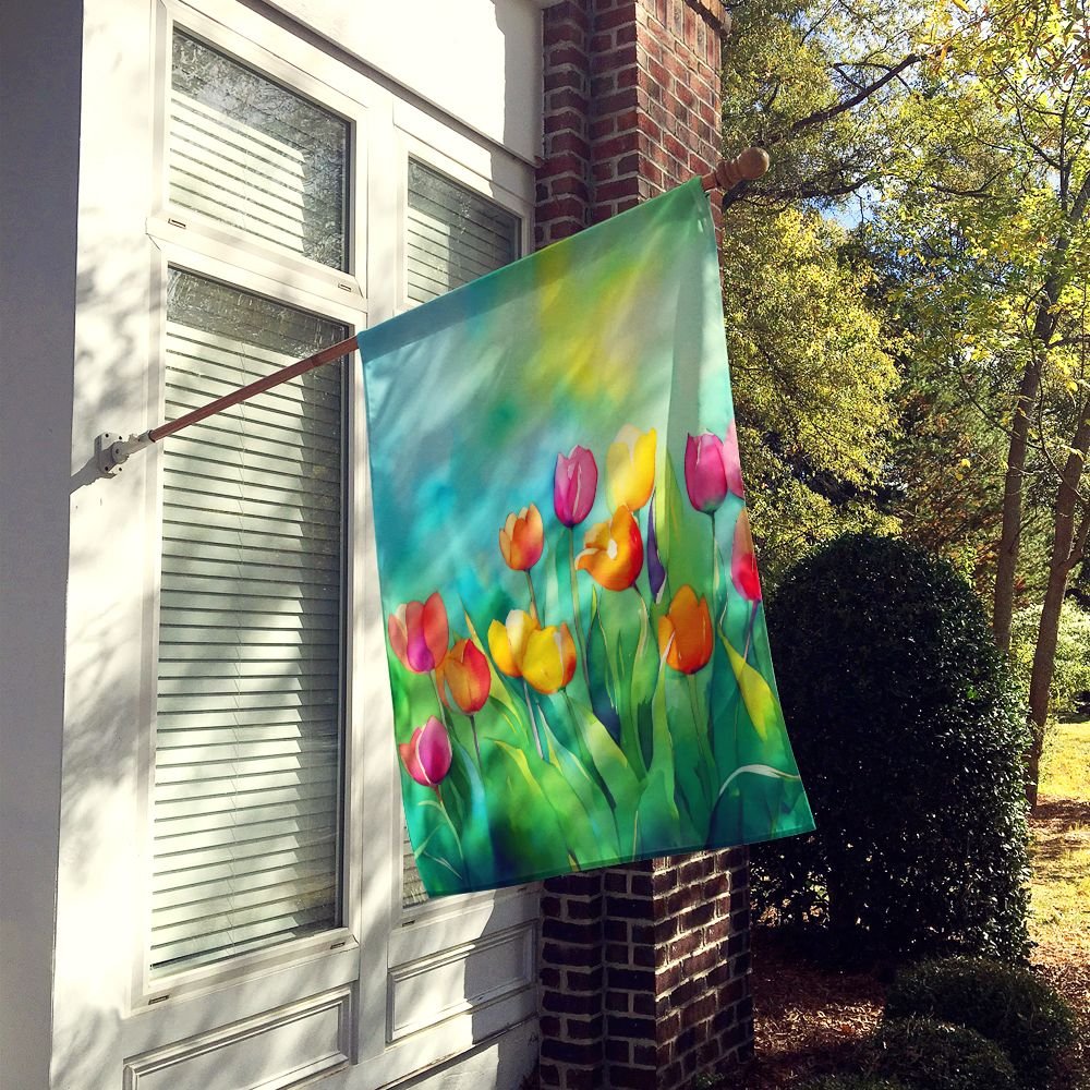 Edge Collections - 28" X 40" - Multicolor - Tulips in Watercolor Large Porch Design - 1 Piece