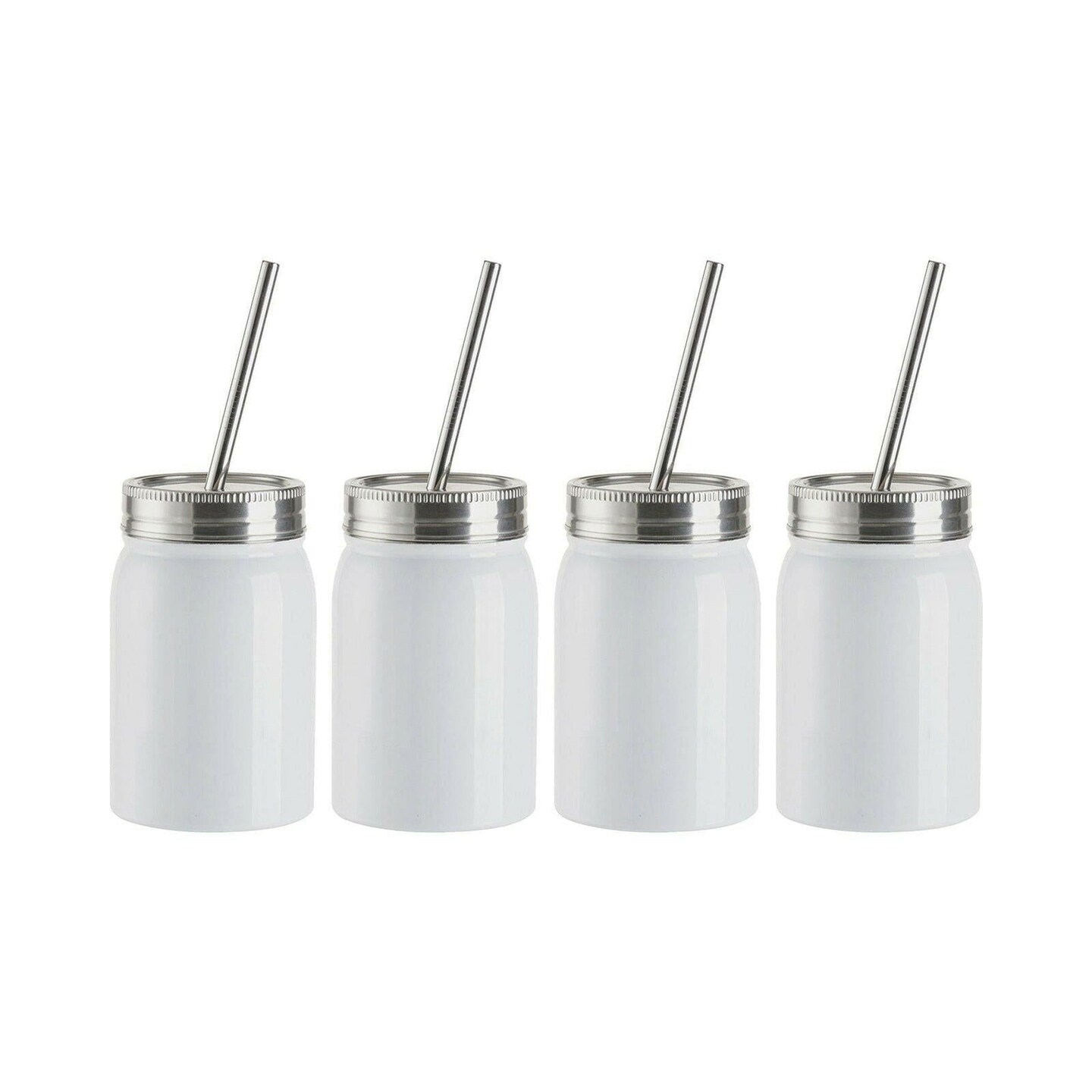 Craft Express 4 Pack 17oz Stainless Steel Sublimation Mason Jars with Straws