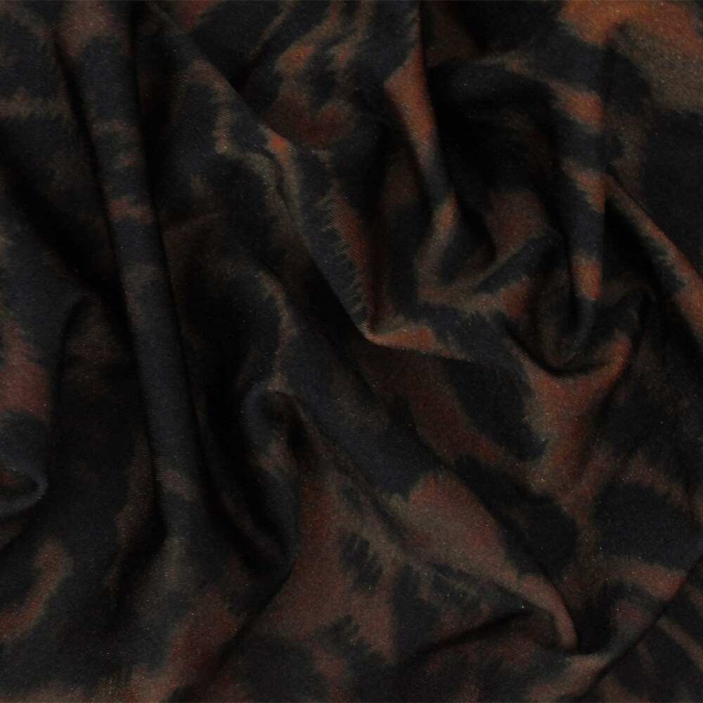 Brown-Black Famous Maker Leopard Print Nylon Stretch Tricot Swimwear Fabric By the Yard